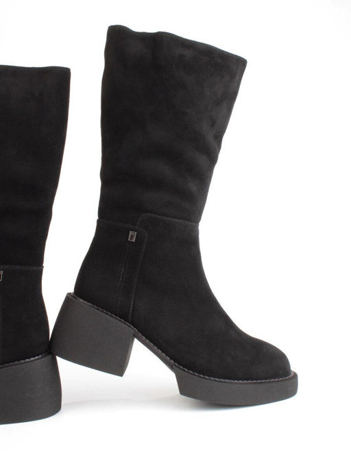 02-FI908-2M BLACK Сапоги зимние женские (натуральная замша, натуральный мех) - Фабричный китай фото 12