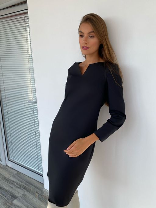 2348 Платье с фигурной горловиной чёрное - Martichelli фото 5