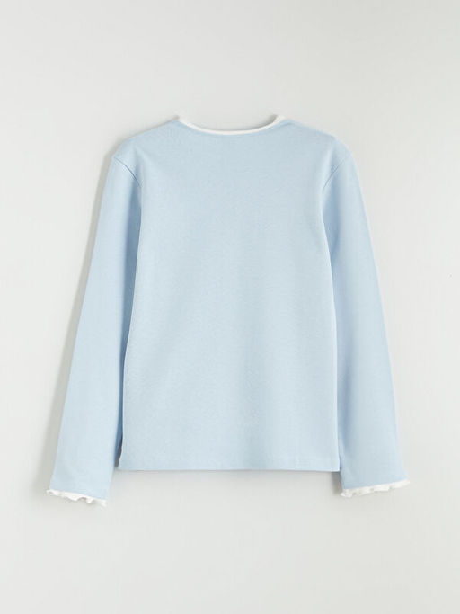 Bisiklet Yaka Bask?l? K?z ?ocuk Ti??rt