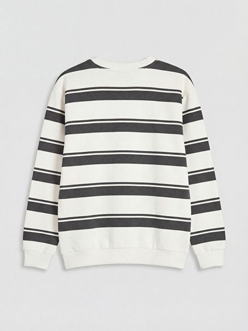 Bisiklet Yaka ?izgili Erkek ?ocuk Sweatshirt