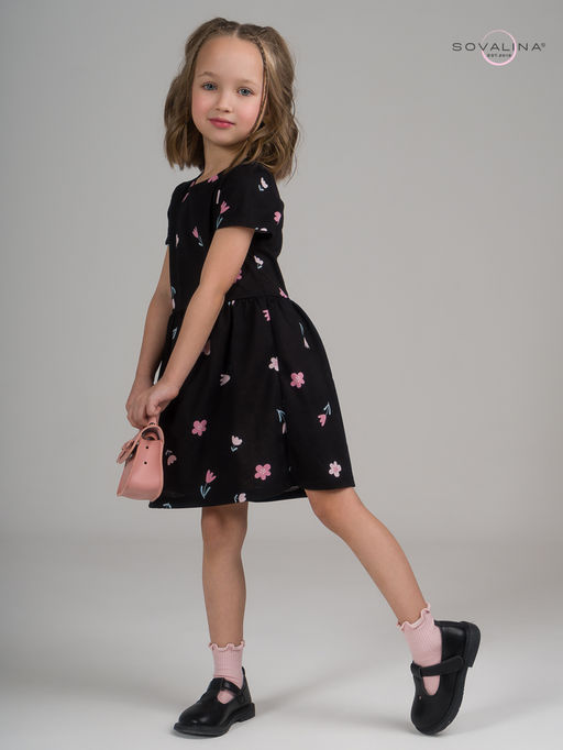 Платье Лето тюльпаны на черном