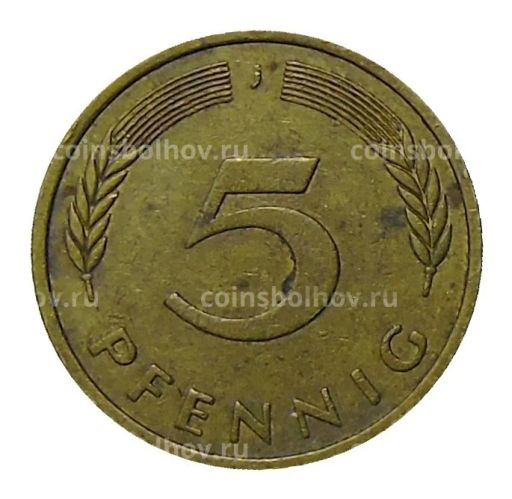 Монета 5 пфеннигов 1975 года J Германия