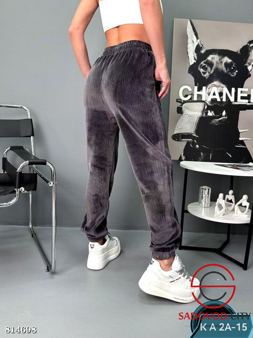 Женские штаны из велюра с мехом на резинке - Bruno фото 3