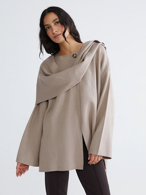 Atk? Detayl? Oversize Kad?n Triko Kazak