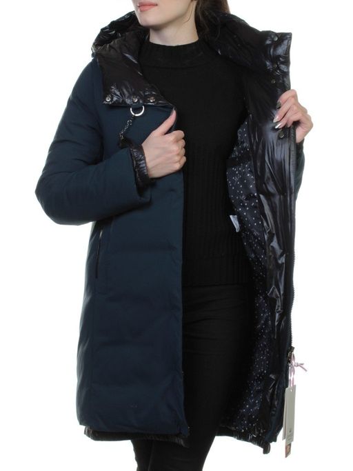 FT-17 DK. BLUE Пальто женское зимнее (синтепон) - Фабричный китай фото 7