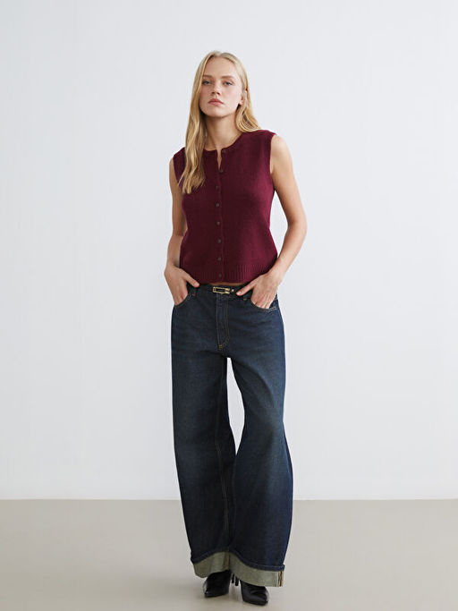 Bisiklet Yaka Kad?n Triko Yelek