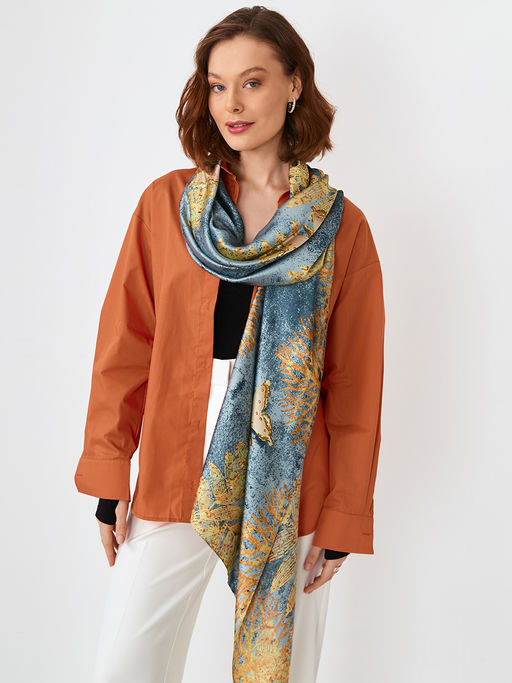 Большой, мягкий, тонкий и очень нежный двусторонний палантин с рисунком - Tantino фото 9