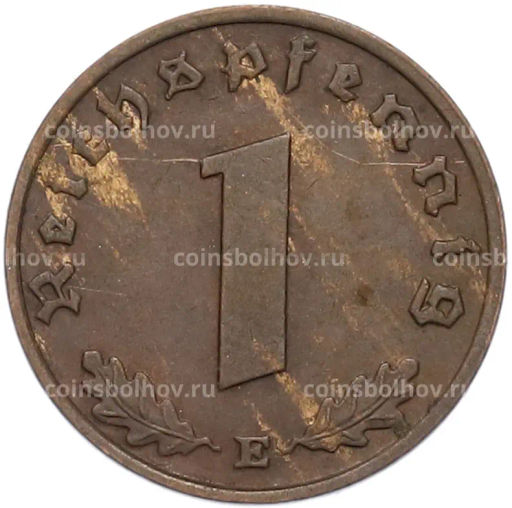 Монета 1 рейхспфенниг 1938 года E Германия