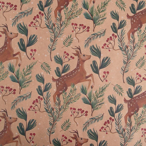 Цена за 10 шт. Бумага упаковочная новогодняя крафтовая Олени, 50 х 70 см - Дарите счастье фото 2