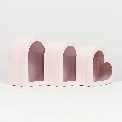 Набор подарочных коробок с окном 3 в 1 сердца L:28.5?26.3?13 M:26?24?11.5 S:23.5?21.5?10 см