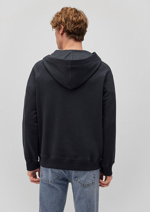 Kapusonlu Antrasit Sweatshirt - Mavi фото 4