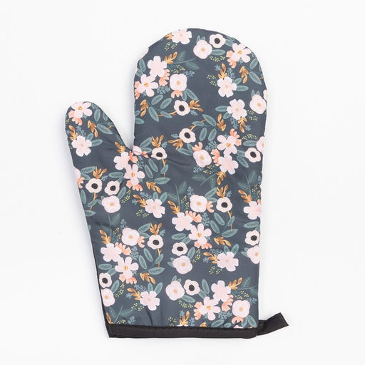 Кухонный набор 2 прихватки Доляна Цветочки , прихватка 17х17 см, варежка 24х18 см, 100% п/э  фото 2
