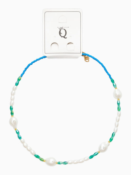 Чокер "Морской мир" жемчуг барочный, цвет голубо-белый в золоте