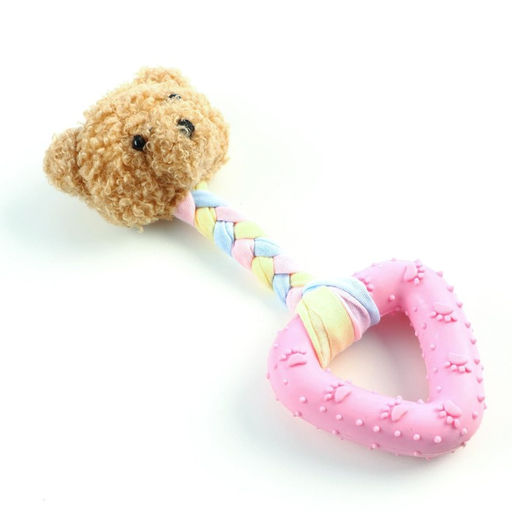 Игрушка мягкая для собак Медведь с TPR треугольник, 15 см - Пижон фото 2