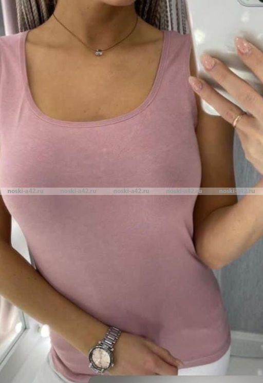 Цена за 1 шт. Майки женские Miss Emma Турция однотонные арт. 121 ПУДРОВЫЙ