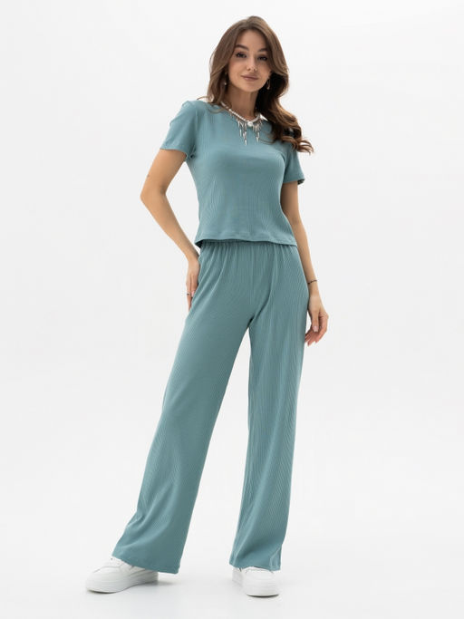 Комплект кашкорсе с лайкрой РУБЧИК (футболка и брюки) - Binita фото 3