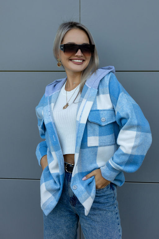 Рубашка женская в клетку с капюшоном РЖКК-01