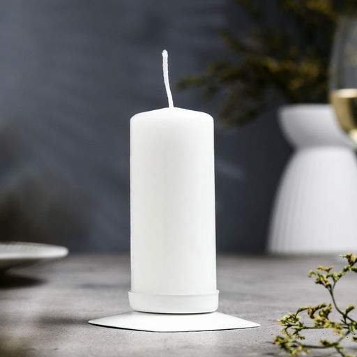 Металлический подсвечник на 1 свечу «Таблетка», 1.5×7 см, белый