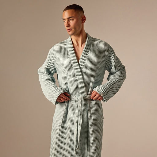 Халат вафельный мужской SL HOME: Boho «Аззура», размер L, хлопок 100%, бирюзовый