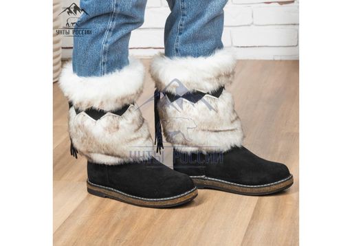 сапоги унты Песец, натуральная замша, натуральная овчина, войлочная подошва - Мирунт фото 3