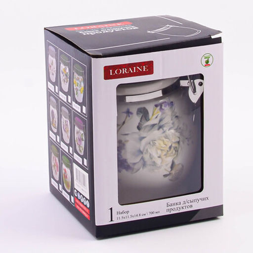 60211 Банка для сыпучих 700мл Букет фантазий доломит/металл LR (х36) - Mayer&boch фото 2