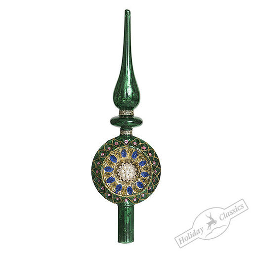 Верхушка "Lumiere" зеленая винтаж (стекло) 9х4х29 см