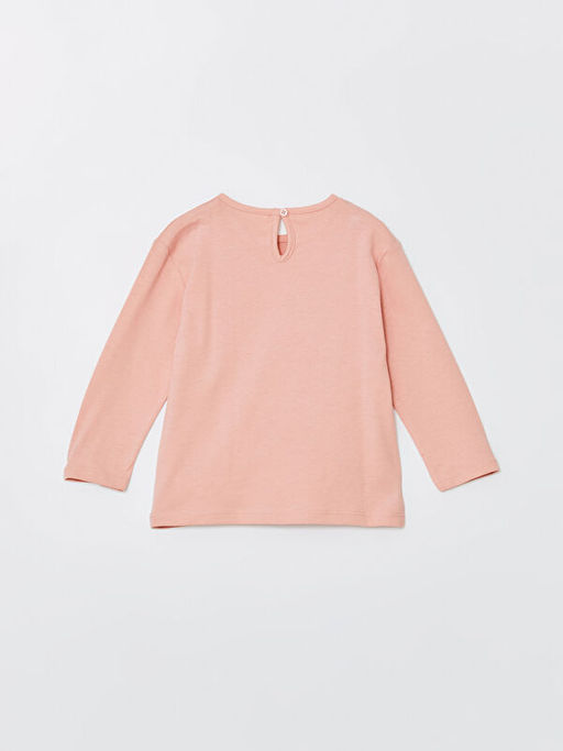 Bisiklet Yaka Uzun Kollu Bask?l? K?z ?ocuk Ti??rt