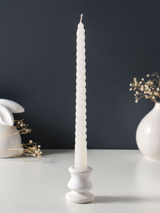 Цена за 2 шт. Свеча витая 25 см (набор 2 шт) 57 гр, 5 ч, цв. белый