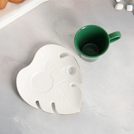 Чайная пара из керамики Love me: кружка 100 мл, блюдце 15×14 см