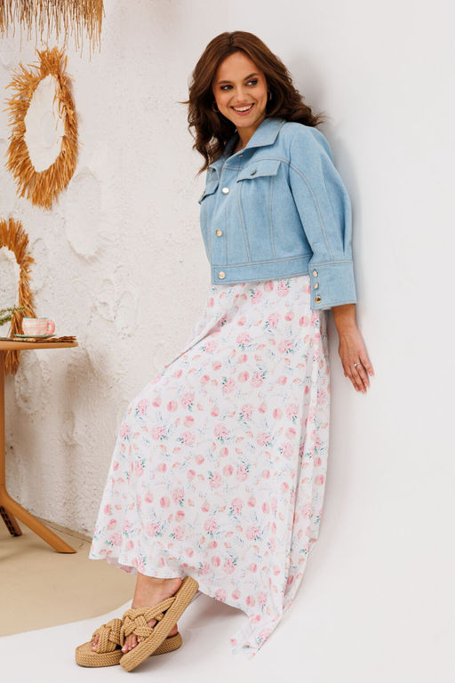 Костюм INVITE 6094 голубой джин+принт