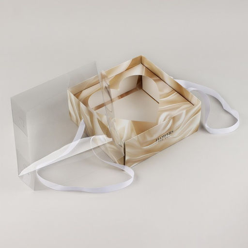 Коробка для цветов с фигурным вкладышем и пластиковой крышкой «Для тебя», 23.5 х 23.5 х 15 см