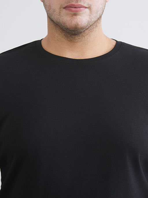 B?y?k Beden Bisiklet Yaka Uzun Kollu Erkek Ti??rt