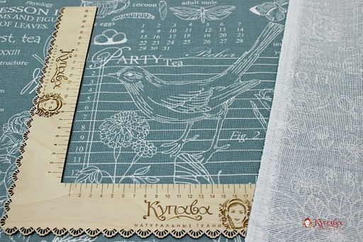 Рогожка Флора и фауна цв.голубой мох, ш.1.5м, хлопок-100%, 165гр/м.кв - Купава фото 4