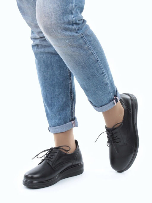 03-5066 BLACK Полуботинки женские (натуральная кожа)