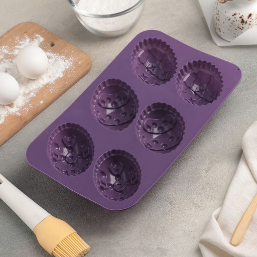 Форма силиконовая для выпечки Доляна Пасхальные яйца, 27?16,5 см, 6 ячеек (8,8?6 см), цвет МИКС  фото 3