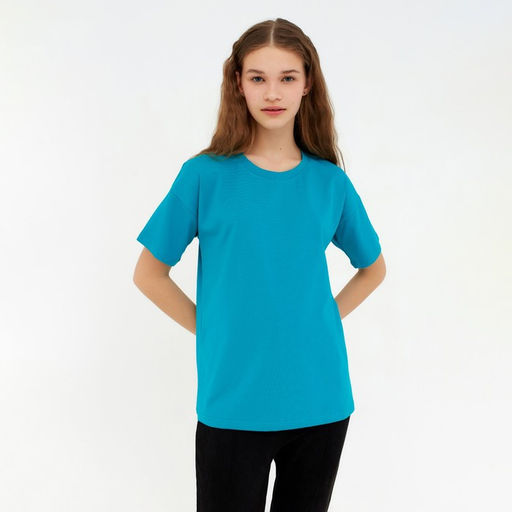 Футболка женская MINAKU: Basic line, аквамарин, размер 44