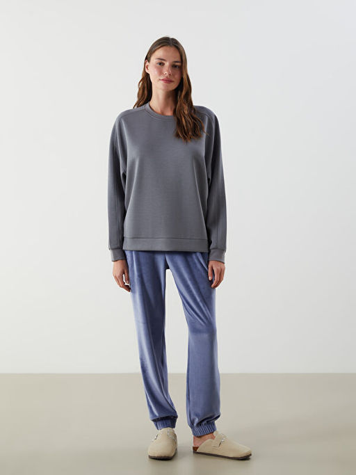 Bisiklet Yaka Oversize Kad?n Pijama ?st?