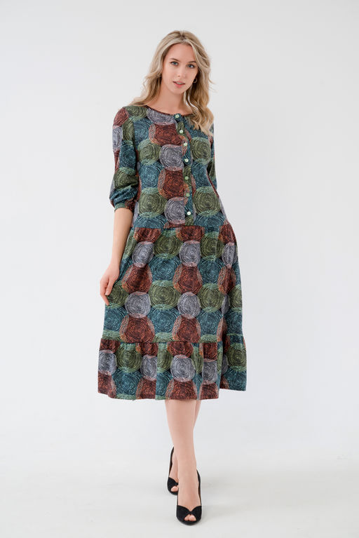 Платье женское из кулирки Софи спилы зеленые - Амадэль фото 3