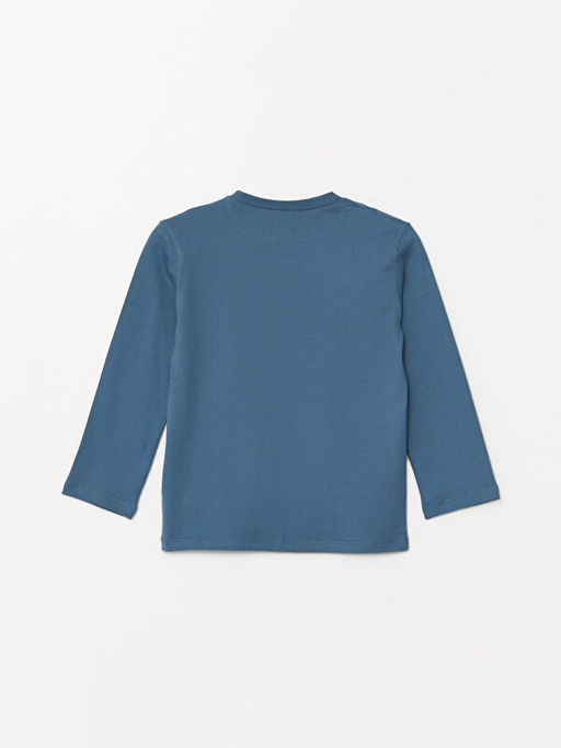 Bisiklet Yaka Uzun Kollu Bask?l? Erkek ?ocuk Ti??rt