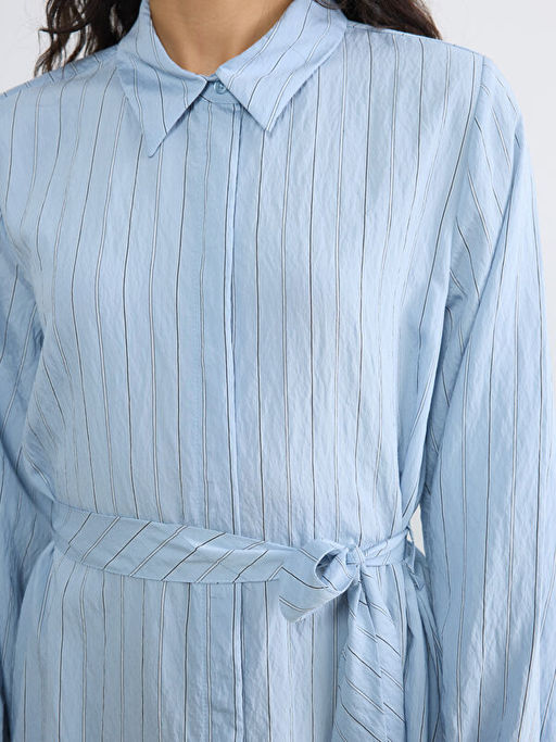 ?izgili Ku?akl? Poplin G?mlek Elbise