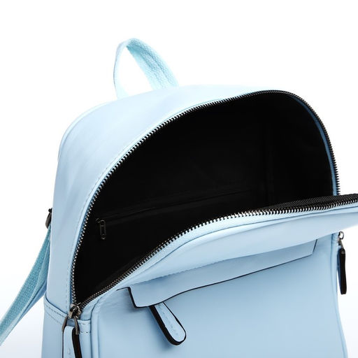 Рюкзак женский из искусственной кожи на молнии, 2 кармана, цвет голубой - Simaland фото 4