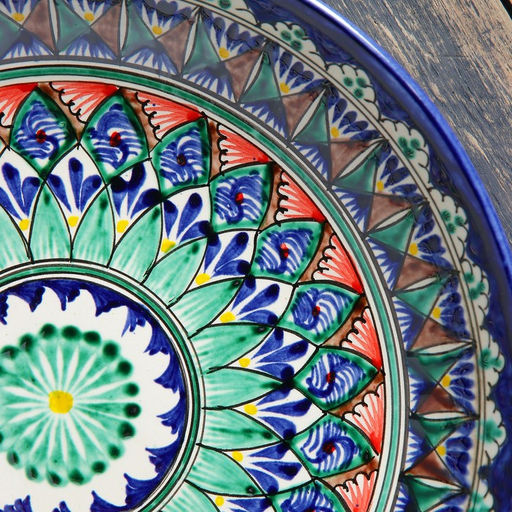 Ляган узбекский Риштанская Керамика «Узоры», d=25 см, синий