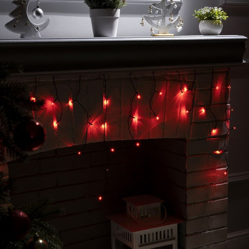 Гирлянда Бахрома 1.8?0.5 м, IP20, тёмная нить, 48 LED, свечение красное, 8 режимов, 220 В - Luazon lighting фото 2