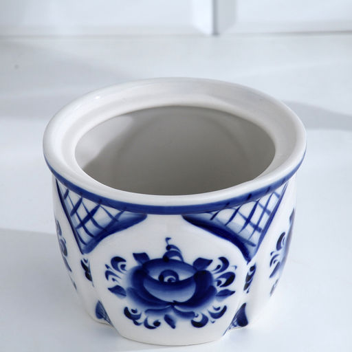 Солонка с крышкой «Тыква», 0.6 л, 11.5×12 см, фарфор гжель