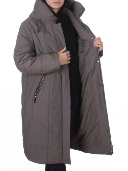 A615 GRAY/BEIGE Пальто зимнее женское (верблюжья шерсть, 120 гр. холлофайбер) - Фабричный китай фото 7