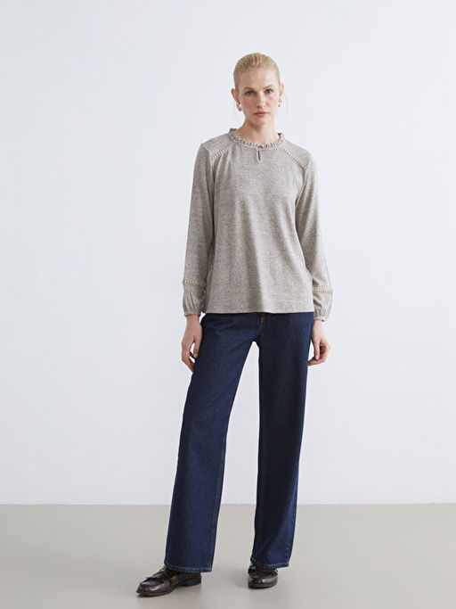 F?rf?rl? Bisiklet Yaka Nak??l? Bluz