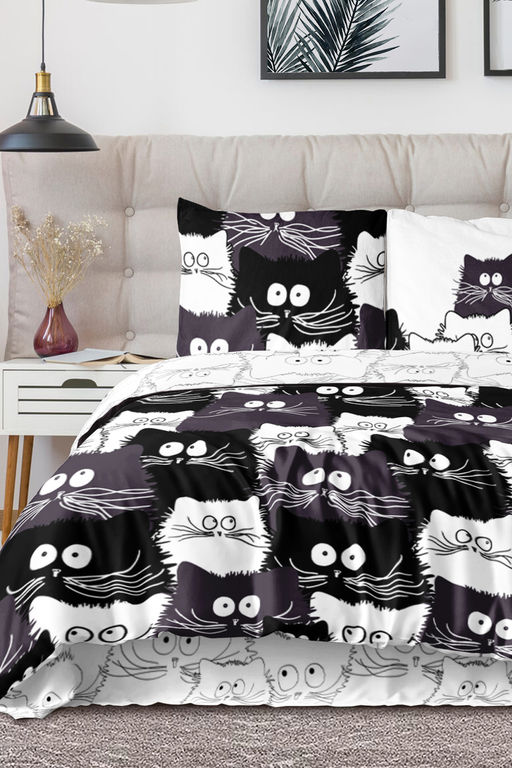 КПБ PAVLine Коты Компания вид 1 бязь 1,5 спл