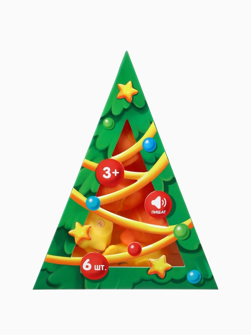 Новогодний набор резиновых игрушек для ванны, 6 шт., с пищалкой, Крошка Я