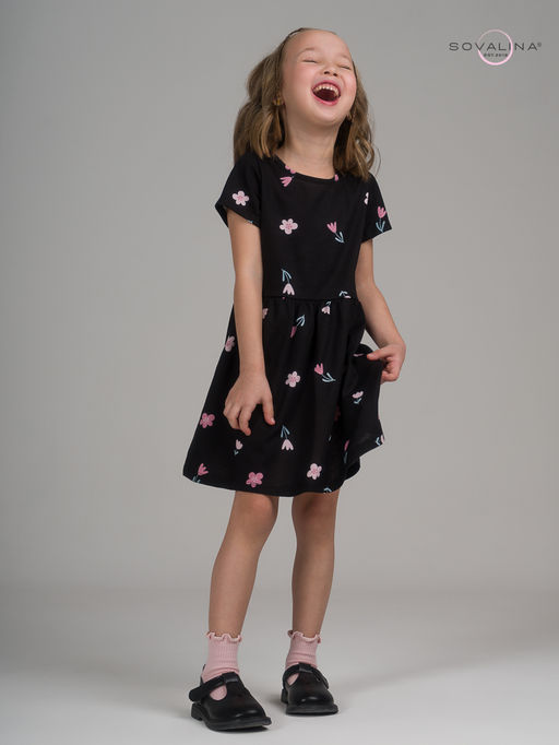 Платье Лето тюльпаны на черном