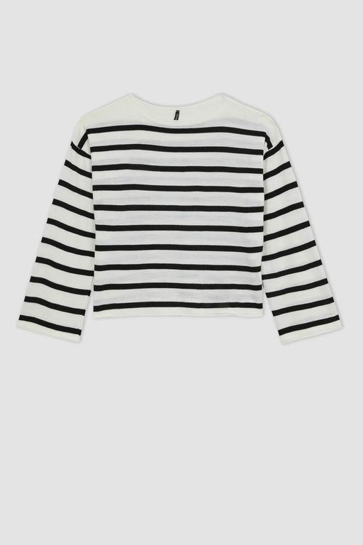 Полосатый свитер с круглым вырезом Relax Fit - Defacto фото 6